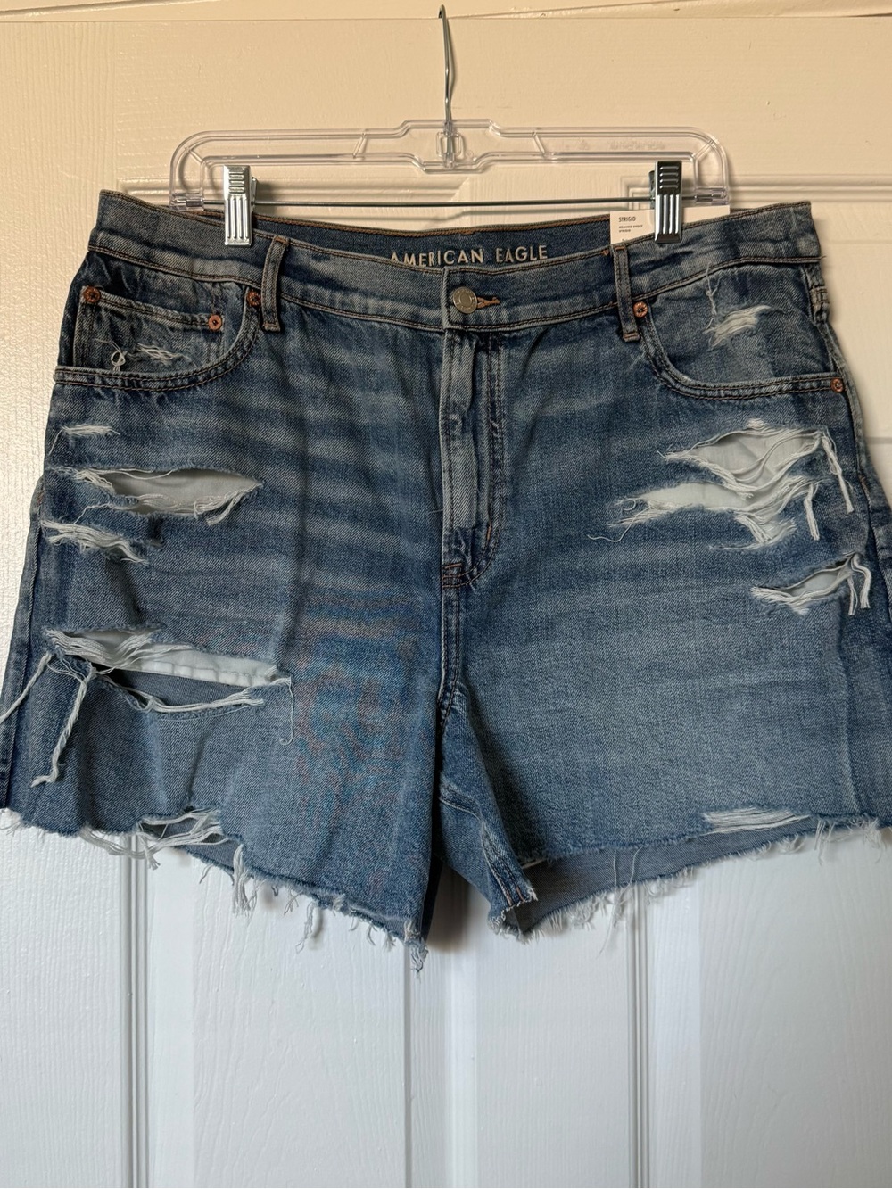 American Eagle Outfitters Women's Ripped Light Blue Denim Shorts